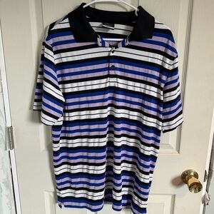 Vintage Nike Golf Polo Shirt Men’s L Black White Purple Stripe Short Sleeve
